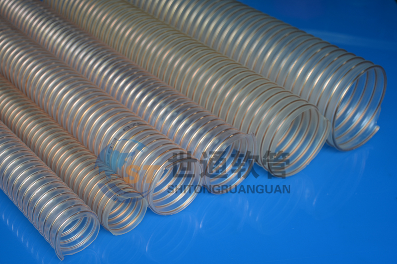 PU 鋼絲軟管，PU鋼絲管，PU聚氨酯鋼絲波紋管，耐磨工業(yè)吸塵通風(fēng)軟管 